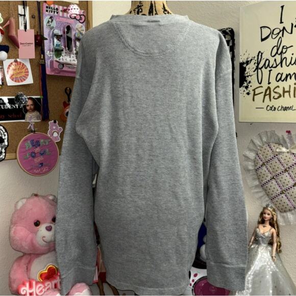 2007 NFL Seattle Seahawks Embroidered Thermal Long Sleeve Henley Shirt Gray Mens - Picture 3 of 7